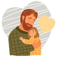 Illustration with Black father hugging his daughter vector