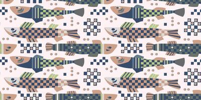 Pattern with geometric abstract fish vector