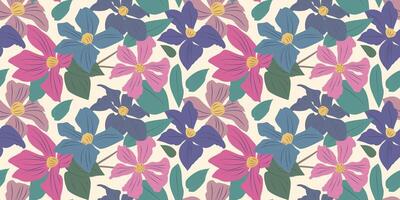 Pattern with clematics flowers vector