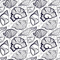 Swamless pattern with linear seashells vector