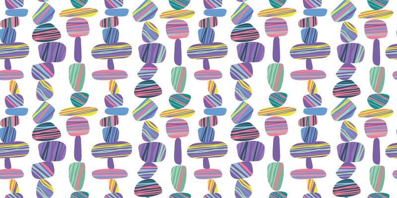 Pattern with decorative colored stones. Sea pebbles. Rock balance.