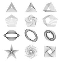 Collection of abstract geometric symbols different shapes vector