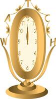 Vintage gold clock face set, elegant roman numerals clock isolated on white background. Realistic classical watch with white and black dial. Time scale under glass. illustration vector