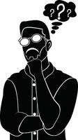 Man is thinking. Question mark. illustration in cartoon style vector