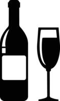 Wine bottle and glass icon in flat set. isolated on Shape of traditional glass bottle of still wine Types Alcohol Beverage Bar Drink Concept for apps, website vector