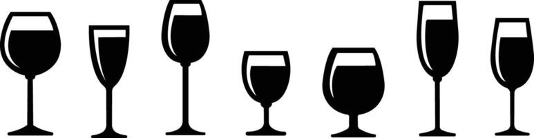 Wine glass icon in flat set. Shape of traditional glass bottle of still wine isolated on for apps, website Glass Bottle Types Alcohol Beverage Bar Drink Concept. vector