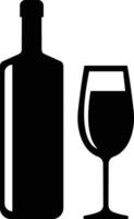Wine bottle and glass icon in flat set. isolated on Shape of traditional glass bottle of still wine Types Alcohol Beverage Bar Drink Concept for apps, website vector