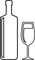 Wine bottle and glass icon in line set. isolated on Shape of traditional glass bottle of still wine Types Alcohol Beverage Bar Drink Concept for apps, website vector