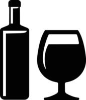 Wine bottle and glass icon in flat set. isolated on Shape of traditional glass bottle of still wine Types Alcohol Beverage Bar Drink Concept for apps, website vector