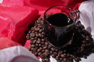coffee on a red and white flag photo