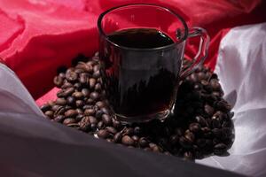 coffee on a red and white flag photo
