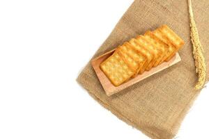 malkist crackers on a white background. top view photo