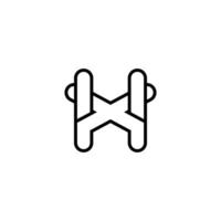 Alphabet Initials logo HX, XH, X and H vector
