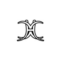 Alphabet Initials logo HX, XH, X and H vector