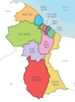 illustrated map of Guyana with regions and administrative divisions, and neighbouring countries. Editable and clearly labeled layers. vector