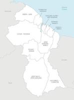 map of Guyana with regions and administrative divisions, and neighbouring countries. Editable and clearly labeled layers. vector