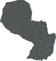 blank map of Paraguay with departments, capital district and administrative divisions. Editable and clearly labeled layers. vector