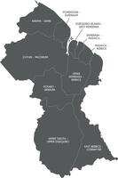 map of Guyana with regions and administrative divisions. Editable and clearly labeled layers. vector