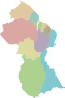 blank map of Guyana with regions and administrative divisions. Editable and clearly labeled layers. vector