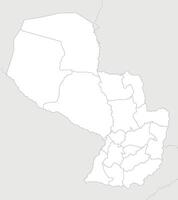 blank map of Paraguay with departments, capital district and administrative divisions, and neighbouring countries. Editable and clearly labeled layers. vector