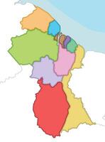 illustrated blank map of Guyana with regions and administrative divisions, and neighbouring countries. Editable and clearly labeled layers. vector