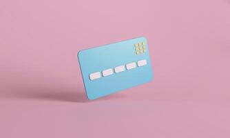 3D Credit Card Floating on Pink Background. photo