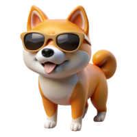 Akita Dog wear Sunglasses 3d Character png