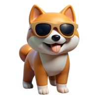 akita chien porter des lunettes de soleil 3d rendre png