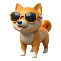 akita hund ha på sig solglasögon 3d design png