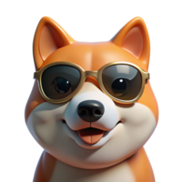 akita chien porter des lunettes de soleil 3d illustration png