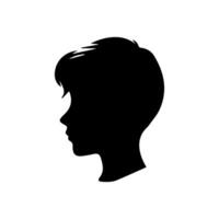 Silhouette of a boy. The side of the child's head. vector