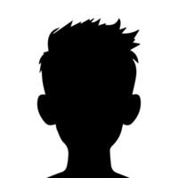 Silhouette of a boy. The side of the child's head. vector