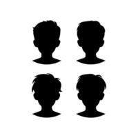 Silhouette of a boy. The side of the child's head. vector