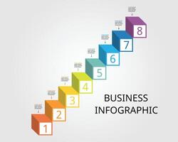 square chart step template for infographic for presentation for 8 element vector