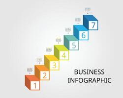square chart step template for infographic for presentation for 7 element vector