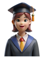 Female wear Graduation Uniform 3d Person png