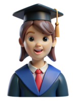 femelle porter l'obtention du diplôme uniforme 3d conception png