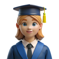 vrouw slijtage diploma uitreiking uniform 3d mascotte png