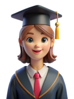 vrouw slijtage diploma uitreiking uniform 3d avatar png