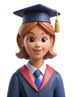 Female wear Graduation Uniform 3d Character png