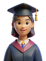 Female wear Graduation Uniform 3d Illustration png