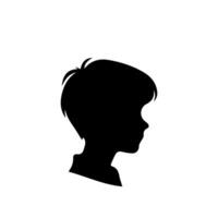 Silhouette of a boy. The side of the child's head. vector
