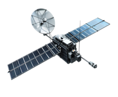 Geavanceerd satelliet technologie in aarde baan 3d illustratie png