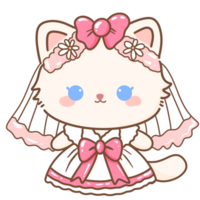 mão desenhado ilustração coquete estilo branco kawaii gato gatinha gatinho vestindo Rosa fita arco pastel cor isolado em transparente fundo, perfeito para dia dos namorados dia presentes, berçário Casamento vestir png