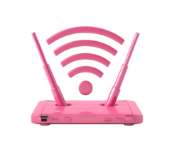 Modern Pink Wireless Router with Strong Signal 3D Illustration png