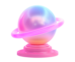 Colorful Glass Sphere with Saturn Ring 3D Illustration png