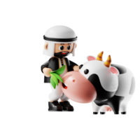 3d personaje alimentar un vaca actitud png