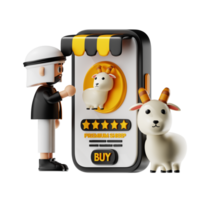 3d Character Buying Sheep Online Pose png