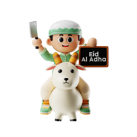 3d Character Boy Ride A Sheep Pose png