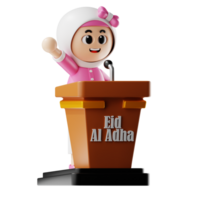 3d fille personnage donner une discours pose png